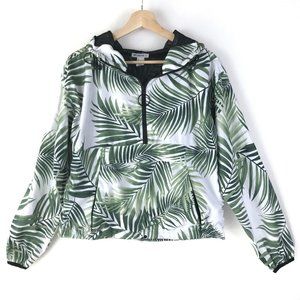 Forever 21 Palm Leaf Print 1/2 Zip Hoodie Size Small